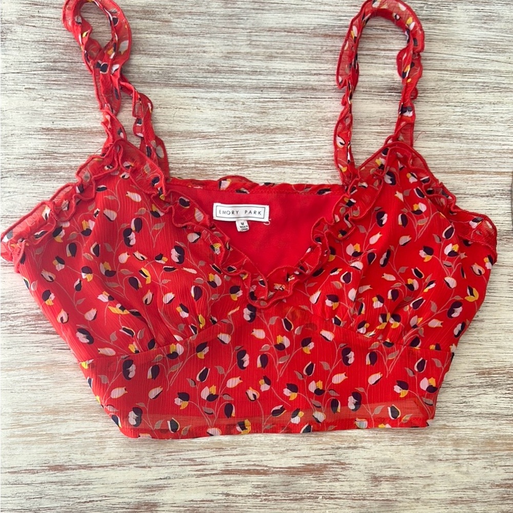 Red Floral Women's Crop Top